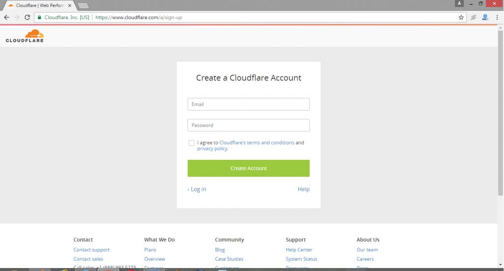 فرم عضویت در CloudFlare