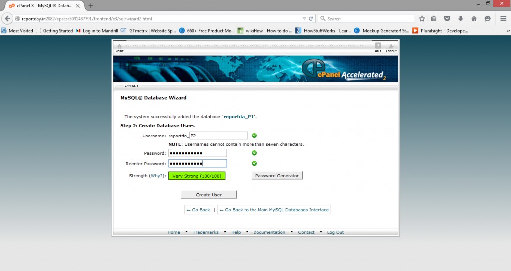 ساخت کاربر بانک اطلاعات