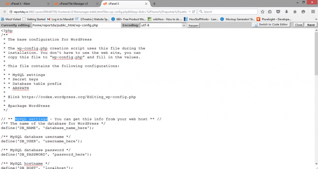تنظیم بانک اطلاعات در wp-config