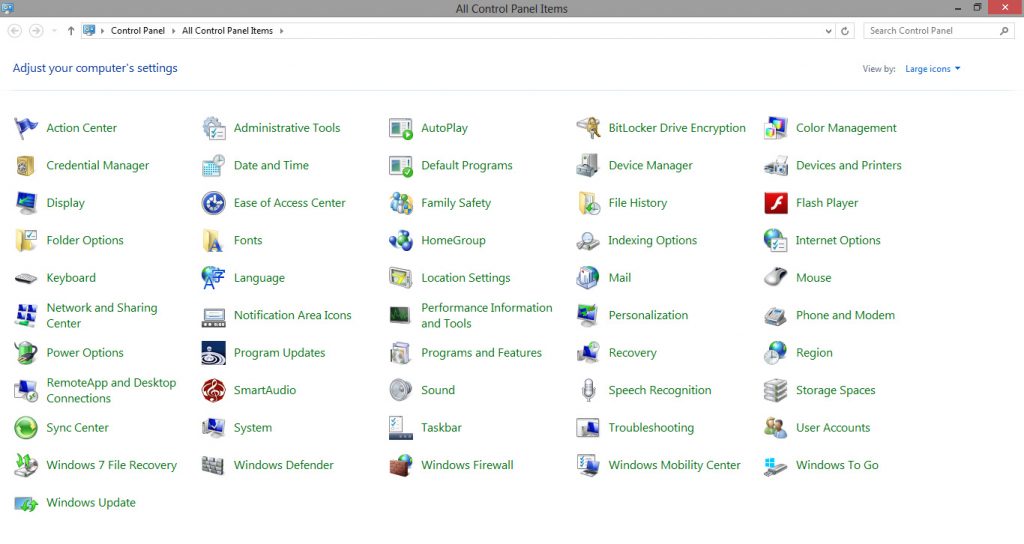کنترل پنل در ویندوز