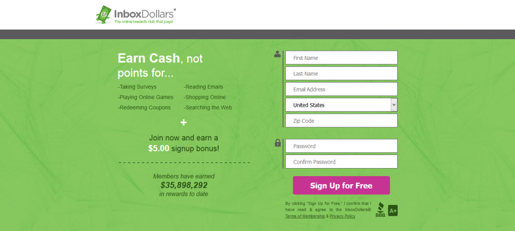 صفحه فرود inboxdollars