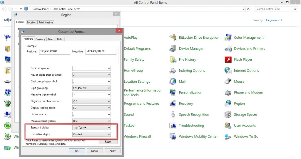 فارسی کردن اعداد در ویندوز