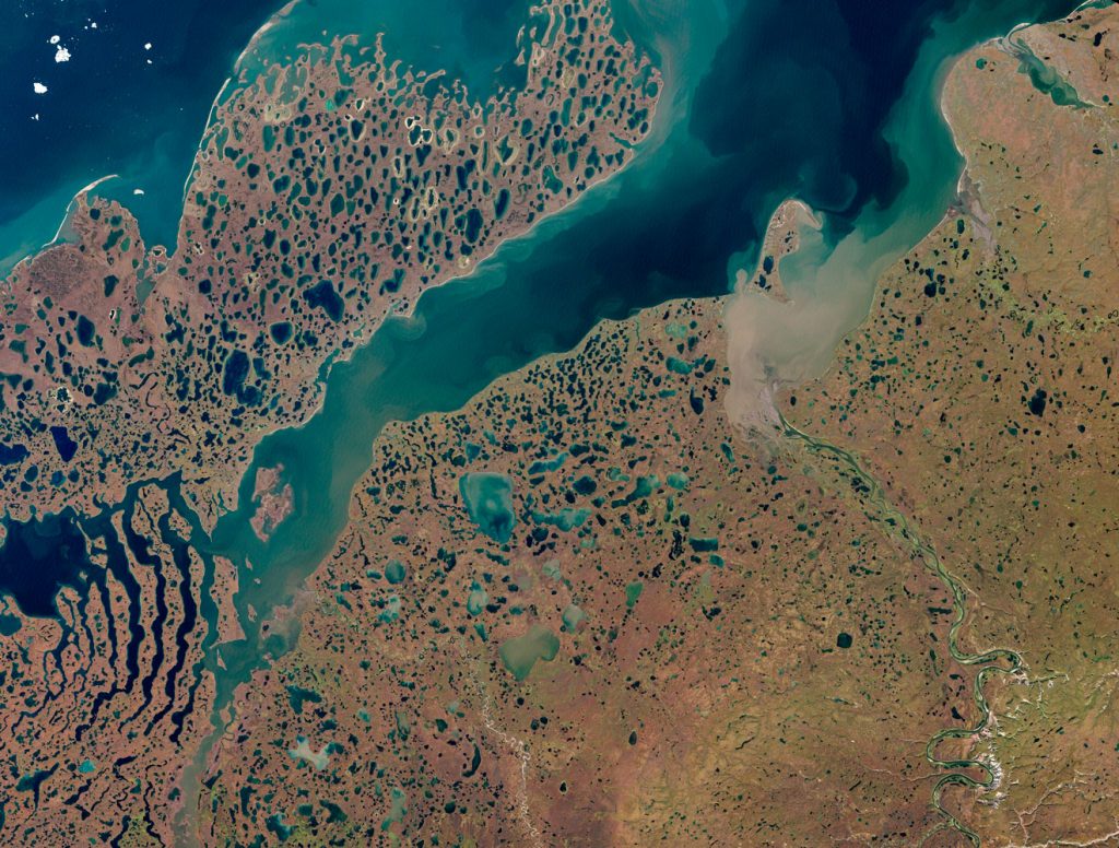 تصویر ماهواره ای از شبه جزیره توک تواک توک و خلیج لیورپول کانادا