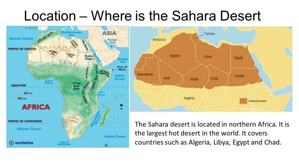 نقشه بزرگترین بیابان جهان - صحارا